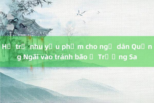 Hỗ trợ nhu yếu phẩm cho ngư dân Quảng Ngãi vào tránh bão ở Trường Sa